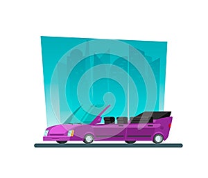 Image in a flat style with a city car