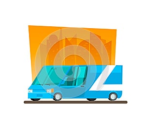 Image in a flat style with a city car on a background