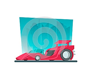 Image in a flat style with a city car on a background