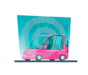 Image in a flat style with a mini car on a background