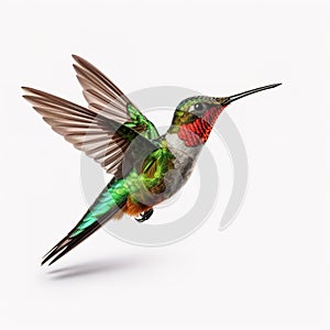 Image of flying hummingbird on a white background. Bird, Wildlife Animals.