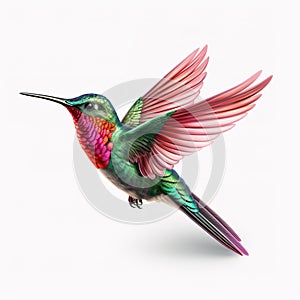 Image of flying hummingbird on a white background. Bird, Wildlife Animals.