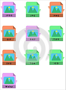 Vector Image Format Icon Set Design Flat Style