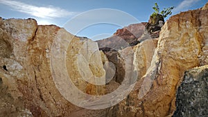 Formation scene around the soil texture and pattern of the limestone hill. photo