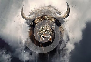 Image of formidable bison. Wildlife Animals. Illustration, Generative AI