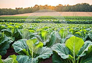 An image of fresh collard greens in the field.