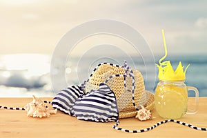 Image of fresh lemonade drink in cute pineapple shape glass with