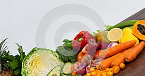 Image of fresh organic vegan food with fruit and vegetables