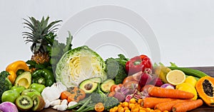 Image of fresh organic vegan food with fruit and vegetables