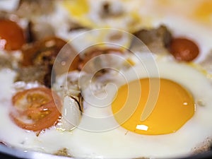 fried eggs close up