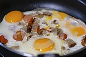 Fried eggs close up