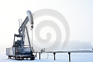 Frost Covered Oil Field Pump Jack