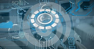 Image of 5g and data processing over computer wires