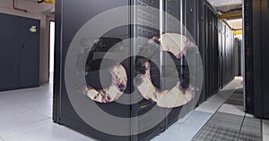 Image of 5g text, binary coding and data processing over computer servers
