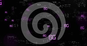 Image of 6g text and data processing on dark background