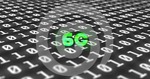 Image of 6g text in green over binary coding