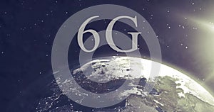 Image of 6g text over globe photo