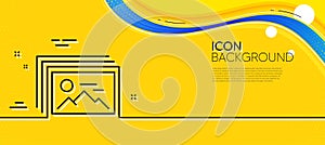 Image gallery line icon. Photo thumbnail sign. Minimal line yellow banner. Vector