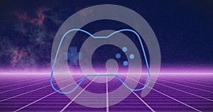 Image of image game controller with abstract futuristic design in background