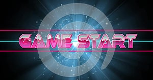 Image of game start text over neon pattern background