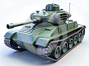 Green color War Tank 3D illustration.