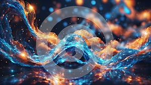 Vibrant Waves: Abstract Bokeh in Orange and Blue Hues