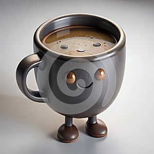 A Smiling cup of Black coffee, 3D Image.