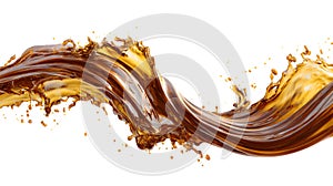 Brown Liquid Wave Splashes Isolated White Background