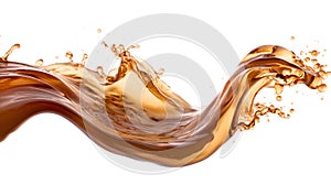 Brown Liquid Wave Splashes Isolated White Background
