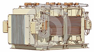 High-Voltage Power Transformer in Flat Vector Design