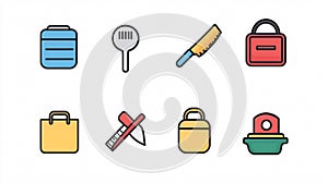 Modern Part-Time Job Icon Set on White Background