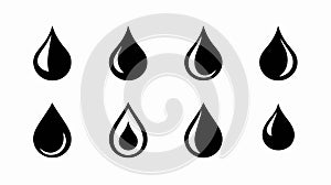 Professional Vector Black Drop Icon Set for Design Projects