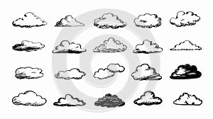 Simple Cloud Icons Set for Creative Projects on White Background