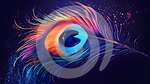 Vibrant Abstract Peacock Feather with Krishna Feather Design for Creative Projects