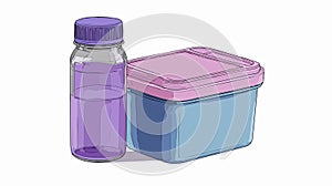 Vibrant Purple and Blue Container with Lid Drawing for Creative Designs