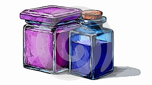 Vibrant Purple and Blue Container with Lid Drawing for Creative Designs