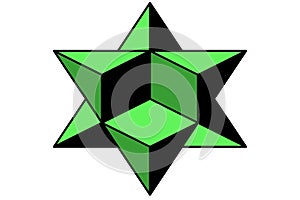 Image of a geometric abstract figure six-pointed star with a cube inside