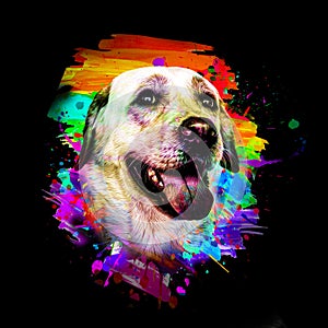 Image of german shepherd bright colorful background