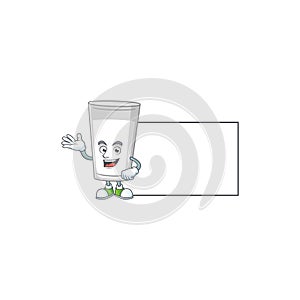 An image of glass of milk with board mascot design style