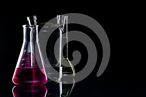 Image of glass vessels. Flasks