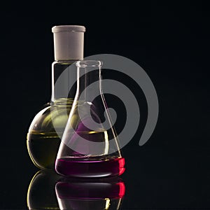 Image of glass vessels. Flasks.