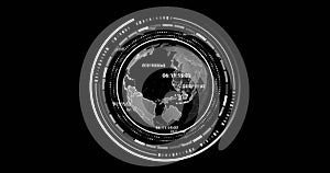 Image of globe with data processing over black background