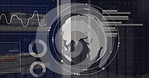 Image of globe and data processing over computer servers