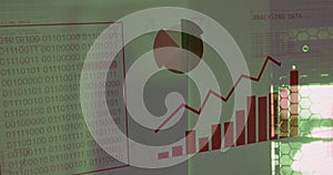 Image of globe and data processing over computer servers