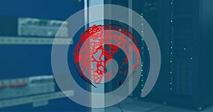 Image of globe and data processing over computer servers