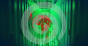 Image of globe and data processing over computer servers