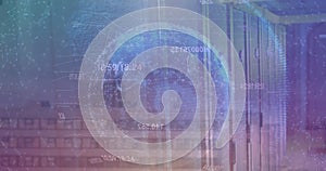 Image of globe and data processing over computer servers
