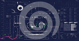Image of globe and data processing over diagrams