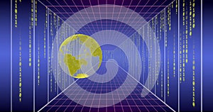 Image of globe and data processing over grid