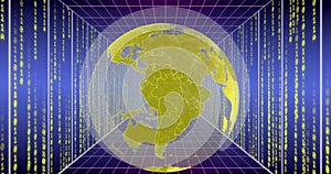 Image of globe and data processing over grid